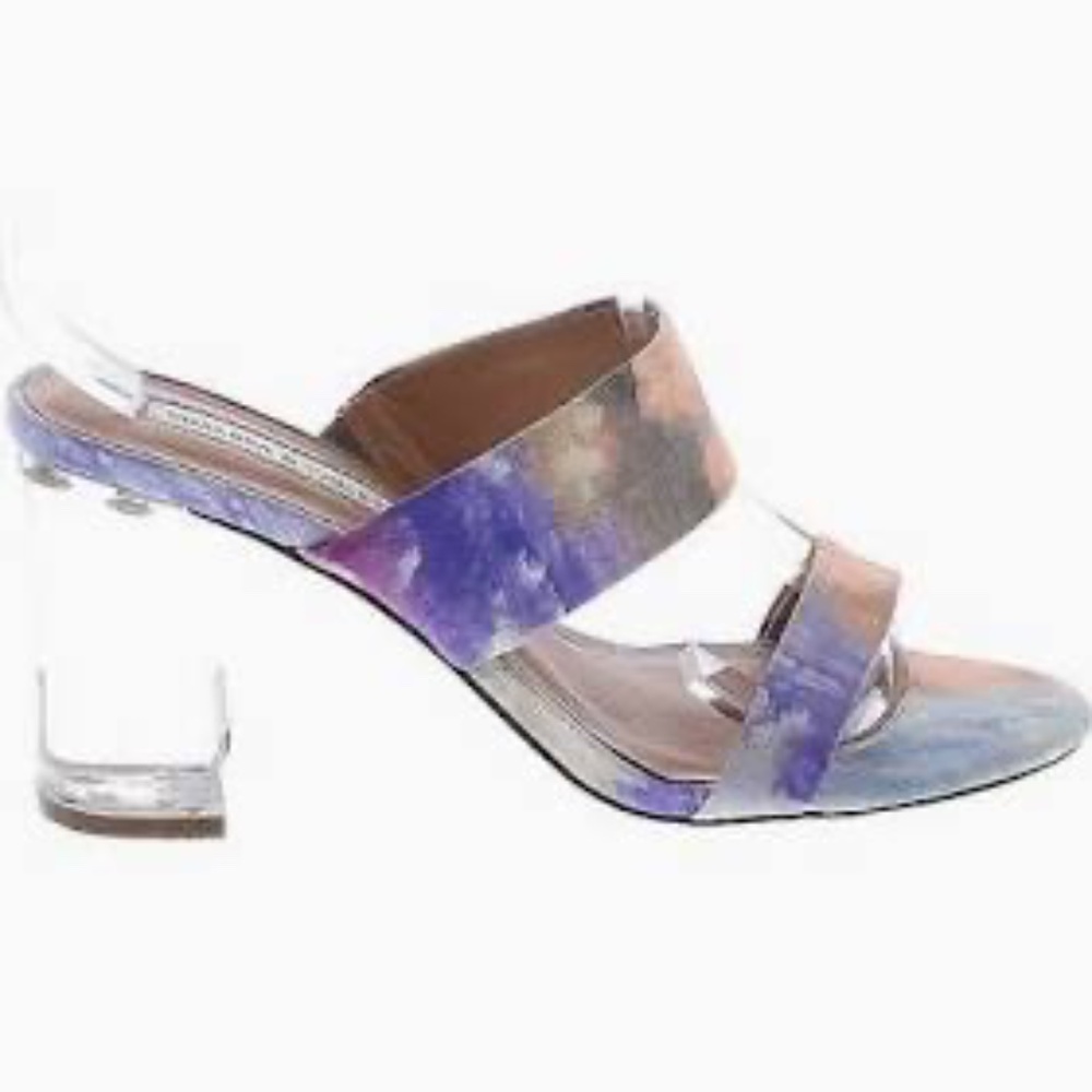 Chelsea & Violet Tie Dye Chunky Clear Lucite Mule Size 8.5
